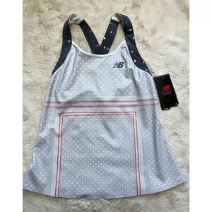 NEW BALANCE Printed Tournament Racerback Grey White Tennis Tank Top  Women Small
